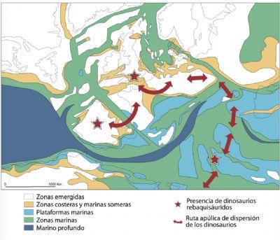 FOTORuta de dispersin de los rebaquisuridos en el Cretcico inferior. 